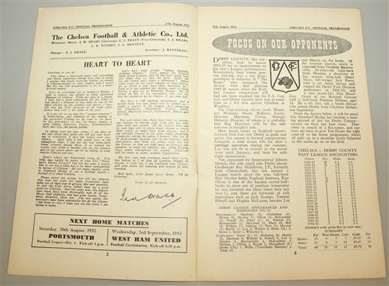 Fifteen 1952-55 Chelsea Football Club programmes,